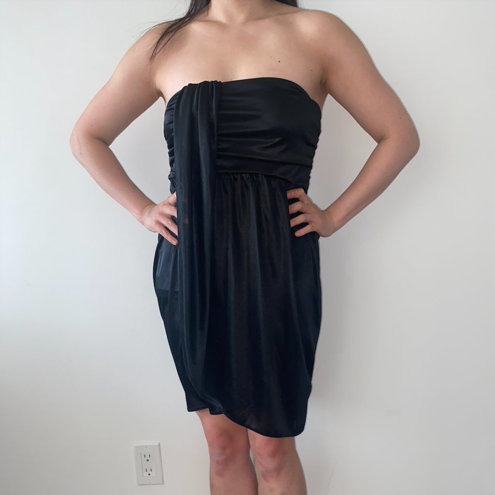 Black Silky Strapless Dress for Prom/Graduation/Weddings